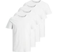 JACK&JONES T-shirt homme, lot de 4 - JACBASIC CREW NECK TEE, manches courtes, uni, coton blanc S