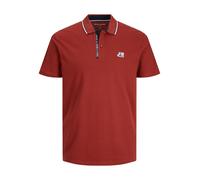 JACK & JONES T-Shirt 'JCOLogan' bleu marine / rouge rouille / blanc, Taille S