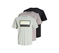 JACK & JONES T-Shirt 'JCOLOGAN' jaune / gris / vert pastel / noir, Taille L