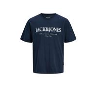 JACK & JONES T-Shirt 'JJDevin Daytona' bleu marine / blanc, Taille L