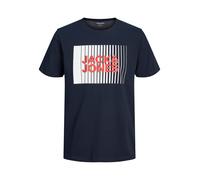 JACK & JONES T-Shirt 'JJECorp' bleu marine / rouge / blanc cassé, Taille M