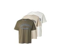 JACK & JONES T-Shirt 'JJEDENVER' crème / bleu foncé / vert / blanc, Taille S