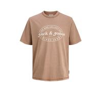 JACK & JONES T-Shirt 'JJEDover' noisette / blanc cassé, Taille M