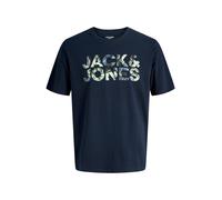 JACK & JONES T-Shirt 'JJEJeff' bleu nuit / gris / vert pastel, Taille XS