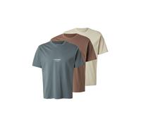 JACK & JONES T-Shirt 'JJESOHO' marron / gris / blanc cassé, Taille L