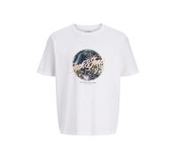 JACK & JONES T-Shirt 'JJHonolulu' bleu foncé / vert clair / orange clair / blanc, Taille XL