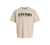 JACK & JONES T-Shirt 'JJYuki' beige / vert / noir, Taille XS