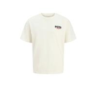 JACK & JONES T-Shirt 'JORNAPOLI' crème / mastic / bleu foncé / rouge feu, Taille XS