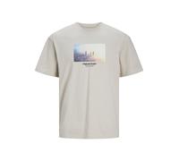 JACK & JONES T-Shirt 'JORVesterbro' bleu ciel / gris clair / aubergine / pêche, Taille M