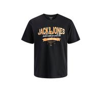 JACK & JONES T-Shirt orange / noir / blanc, Taille M