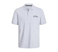 Jack & Jones T-Shirt pour Homme avec col Polo imprimé, Blanc-Gris, L