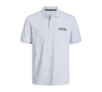 Jack & Jones T-Shirt pour Homme avec col Polo imprimé, Blanc-Gris, M
