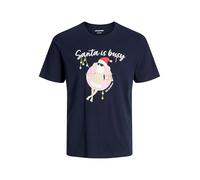 JACK & JONES T-Shirt pour Homme X-Mas Jjnoel Xmas Tee SS Crew Neck, Sky Captain, M