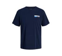 JACK & JONES T-Shirt turquoise / bleu foncé / blanc, Taille M