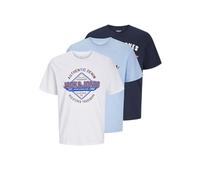 JACK & JONES Tee O-Neck 3pk MP Jjelogo SS Lot de 3 t-Shirts Rond à 2 col Ss25, Chambray Blue Hommes