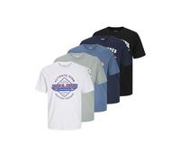 JACK & JONES Tee O-Neck 5pk MP Jjelogo SS Lot de 5 t-Shirts Rond à 2 col Ss25, Encre Noire Hommes
