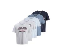 JACK & JONES Tee O-Neck 5pk MP Jjelogo SS Lot de 5 t-Shirts Rond à 2 col Ss26, Blanc éclatant Hommes