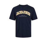 T-shirt - Marque - Grande taille - Imprimé jaune et blanc - Col rond en bord-côte