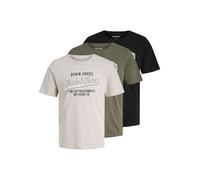 JACK & JONES Tee SS Crew Neck 3pk Jjethan Lot de 3 t-Shirts à col Rond MP Noos, Vert Olive, Hommes