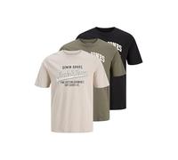 JACK & JONES Tee SS Crew Neck 3pk Jjethan Lot de 3 t-Shirts à col Rond MP Noos, Vert Olive, XL Hommes