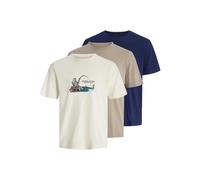JACK & JONES Tee SS Crew Neck 3pk MP Jorskull Nature Lot de 3 t-Shirts à col Rond, Bronze, XL Hommes