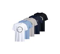 JACK & JONES Tee SS Crew Neck 5pk MP Jjsimon Lot de 5 t-Shirts à col Rond, Sky Captain, Hommes