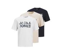 JACK & JONES Tee SS O-Neck 3 PK MP Jjebryan Corp Lot de 3 t-Shirts à col Rond avec Logo, Blanc, XL Hommes