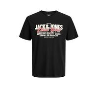 JACK & JONES Tee SS O-Neck Jjelogo Aw25 Sn T-Shirt Rond à 2 col, Noir, L Hommes