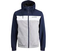 JACK & JONES Veste mi-saison 'JJERush' bleu marine / gris clair / blanc, Taille L