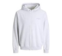 JACK & JONES Zip Hood Jjcollege Sweat à Capuche zippé avec Logo JNR, Blanc-Gris, 140 Homme
