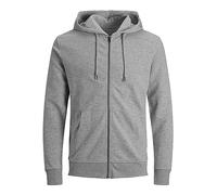 JACK & JONES Zip Hood JJEBASIC Noos Sweat à Capuche zippé, Light Grey Melange, XS Homme