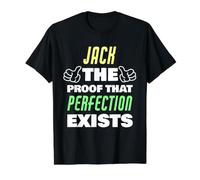 Jack, la Preuve Que la Perfection Existe, nom drôle de Jack T-Shirt Graphique avec Valeur, Homme, Noir, M
