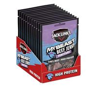 Jack Link’s Beef Jerky Teriyaki - MrBeast Edition - Pack de 12 (12 x 25g) Snack Riche en Protéines - Viande Séchée de Bœuf Saveur Teriyaki - Style Américain pour Fitness, Sport et Outdoor