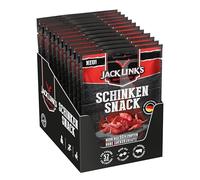 Jack Link’s Snack de Jambon - Pack de 12 (12 x 25 g) - Snack de viande riche en protéines à base de porc - High protein pour le sport - Viande séchée savoureuse fabriquée en Allemagne