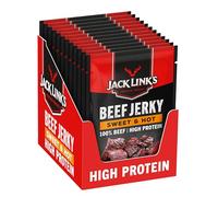 Jack Link's Beef Jerky Sweet et Hot Lot de 12 lanières de viande sèche de bœuf riche en protéines - 40 g - Viande déshydratée