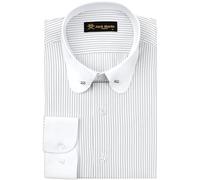 Jack Martin Chemise à col Club pour Hommes avec épingle | Chemises Formelles et décontractées à Manches Longues | Chemises de cérémonie dans Un Style rétro (Rayé Noir,XL)