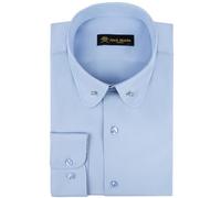 Jack Martin Chemise à col Club pour Hommes avec épingle | Chemises Formelles et décontractées à Manches Longues | Chemises de cérémonie dans Un Style rétro (Uni Bleu,XL)