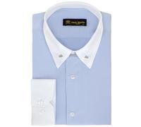 Jack Martin - Chemise à col épingle - Chemises Formelles Coupe Slim pour Homme (Raye Blanc,L)