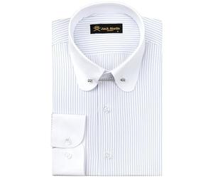 Jack Martin London Chemise à col Club pour Hommes avec épingle | Chemises Formelles et décontractées à Manches Longues | Chemises de cérémonie dans Un Style rétro (Rayé Bleu,M)