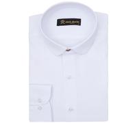 Jack Martin London Chemise à col Club pour Hommes | Chemises Business Coupe Slim et Chemises décontractées à col Rond | Chemise Style rétro (Chevrons Blanc,XL)