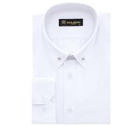 Jack Martin London Chemise formelle à col épingle pour homme adulte | Chemise habillée à manches longues pour homme avec barre de col, Rayé blanc., XL