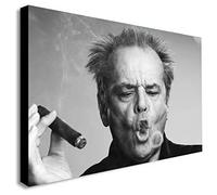 Jack Nicholson en train de fumer Impression sur toile encadrée Différentes tailles, Bois et toile., A4 12x8 inches
