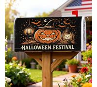 Jack-o'-Lantern Housse de boîte aux lettres magnétique décorative pour porte d'entrée, motif lanterne rustique et festive, pour Halloween, 45,7 x 53,3 cm, orange