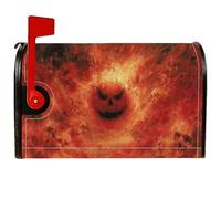 Jack-O'-Lantern Housses de boîte aux lettres magnétiques pour Halloween, flammes effrayantes, crânes, orange pour décoration de cour avant, 53,3 x 64,9 cm
