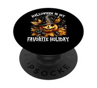 Jack O Lantern in Witch Hat Halloween is My Favorite Holiday PopSockets PopGrip Adhésif