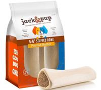 Jack & Pup Os de chien garni pour mâcher agressif 12,7 à 15,2 cm Friandises à mâcher pour chien (saveurs : beurre d'arachide, bacon et fromage, bâtonnets bully sticks). Os pour chien, couleur