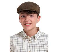 JACK PYKE Casquette plate junior en laine mélangée tweed marron