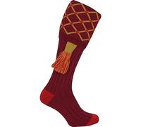 Jack Pyke - Chaussettes de chasse avec garters - motif losanges - Rouge foncé/doré
