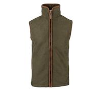 JACK PYKE Gilet technique en moleskine pour homme - Gilet campagnard léger doublé en polaire avec bordure en nubuck et col montant - Gilet sans manches à fermeture éclair intégrale pour le tir et les