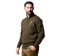 JACK PYKE Pheasant Pull en tricot à manches longues avec col côtelé, poignets et ourlet côtelés, idéal pour les promenades en plein air, le tir et les loisirs, vert olive
